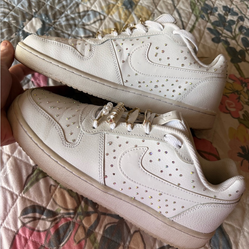 Nike White Sneakers blinged out